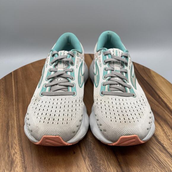 Brooks Glycerin 20 Shoes Womens Size 9.5 B White Teal Running Comfort Walking - Picture 2 of 8